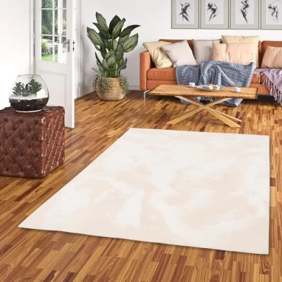 Abbildung von Kunstfaser Teppich Wohnzimmer Luxus Super Soft Fellteppich Pearl Beige in 5 Größen