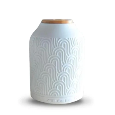 Abbildung von Zen&#039;Arôme Diffusor für ätherisches Öl, WiFi, Prag, elektrischer Diffusor, kompatibel mit Alexa/Google Home vollständige Kontrolle über die App Tuya Smart natürliche Materialien Holz und Keramik