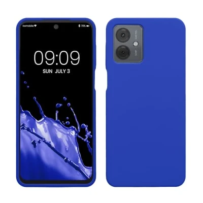 Abbildung von kwmobile Hülle kompatibel mit Motorola Moto G14 Silikon Handy Case Handyhülle weiche Oberfläche kabelloses Laden Baltik Blau