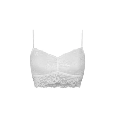 Abbildung von Snocks Spitzen BH Damen Bustier Spitze, Ohne Bügel, Verstellbare Träger, Elastischer Bund Angenehm Weiche Material, Sinnliches Design Gr. XL Farbe Weiß