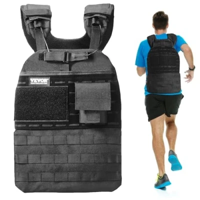 Abbildung von VEVOR Gewichtsweste 18,14 kg, verstellbare Gewichtsjacke für Männer und Frauen, Trainingsgerät Kraft Ausdauertraining Laufen Joggen Gehen Fitness Gewichtsverlust Schwarz