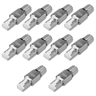 Abbildung von kwmobile 10x CAT 6A RJ45 Netzwerkstecker mit Zugentlastung geschirmt werkzeuglos 6 LAN Netzwerkkabel Stecker Steckverbinder