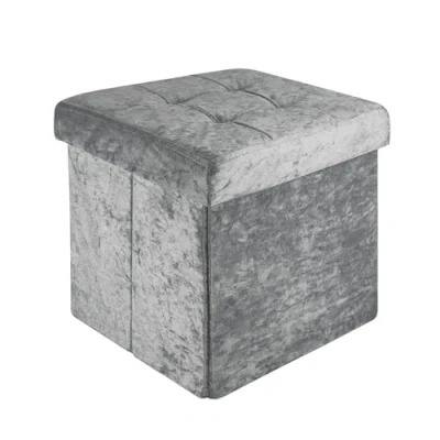 Abbildung von Intirilife Sitzhocker (Sitzwürfel mit Stauraum 30x30x30 cm in Samt Grau Fußablage), Faltbarer Samtbezug Aufbewahrungsbox Fußhocker Kiste