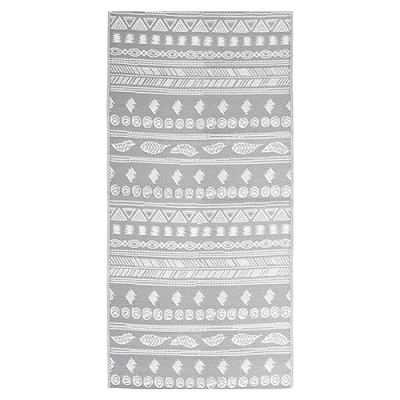 Abbildung von vidaXL Outdoor Teppich Doppellagiges Jacquard Muster Balkon Terrasse Garten Außenteppich Balkonteppich Gartenteppich Terrassenteppich Grau 80x150cm PP