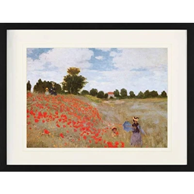 Abbildung von 1art1 Claude Monet Poster Mohnblumen, 1873 Gerahmtes Bild Mit Edlem Passepartout Wand Bilder Im Bilderrahmen 80x60 cm