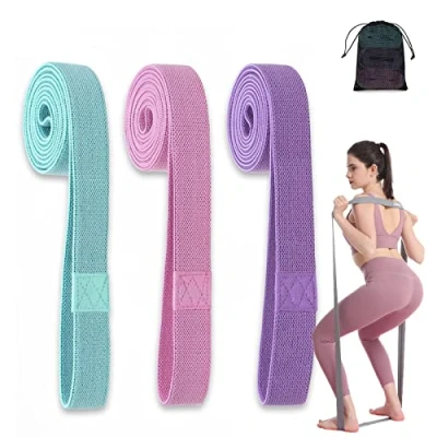 Abbildung von JIGOOPLEY Fitnessbänder Lang Stoff Trainingsbänder Pilates, 3er Resistance Bands Set rutschfest Sportbänder Gymnastikband Widerstandsbänder Krafttraining Fitnessband Stretchband Fitness Workout