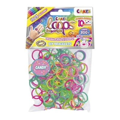 Abbildung von CRAZE loops BAG 300 Loom Bänder Nachfüllpack mit Gummibänder &amp; 10 Verschlüsse, Farbmix, 100% hautfreundliches Silikon