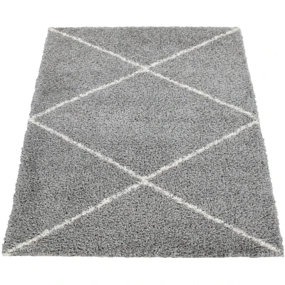 Abbildung von Paco Home Hochflor Teppich &quot;Kalmar 442&quot;, rechteckig, Scandi Design, Rauten Muster, weich &amp; kuschelig