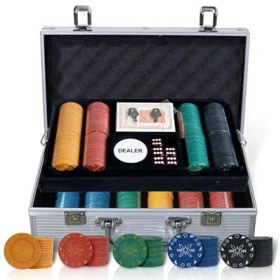 Abbildung von CCLIFE Pokerset Profi 300 500 PCS Pokerspiel inkl. Pokerkoffer Pokerdecks Dealer Button Poker Set Pokerchips Tischauflage Spielmatte