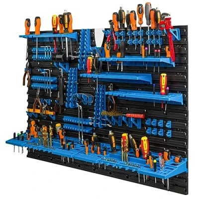 Abbildung von botle Werkzeugwand 117 x 78 cm Werkstattregal Werkzeugträger Werkzeughalter BLAU Kunststoff Garage Werkstatt Wand