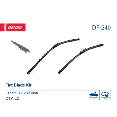 Abbildung von Scheibenwischer Denso Flat DF 240 Rahmenlos BMW: 3 Limousine, Touring, X1, MERCEDES BENZ: B Klasse, A CLA T modell