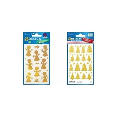 Abbildung von 10 x Z Design Weihnachtssticker Folie Weihnachtsbäume gold 38 Aufklebe