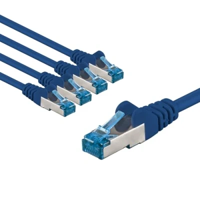 Abbildung von goobay 66033 CAT 6a Netzwerkkabel im 5er Set/Patchkabel geschirmt S/FTP/CU Ethernet Kabel, PiMF, LSZH/Cat Kabel mit 10Gbits / Blau 5x 2m