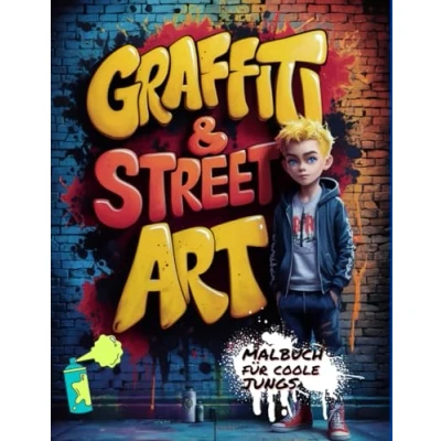 Abbildung von Graffiti &amp; Street Art Malbuch als Cooles Geschenk für Jungs Mädchen ab 10 Jahren: 50 starke Motive (Astronaut, Alien, Breakdance, Skateboard): Ausmalen Entspannen Kinder, Teenager Erwachsene