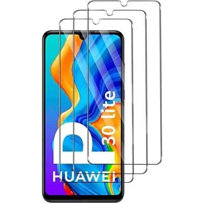 Abbildung von [3 Stück Schutzfolie Kompatibel mit Huawei P30 Lite Panzerglasfolie, Anti Kratz, 9H Härte, Ultra Klar Schutzglas, Blasenfrei Folie, Fall Transparent Panzerglasfolie