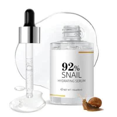 Abbildung von Snail Serum Hydration &amp; Moisture Boosting Gesichtsserum, pralle und repariert trockene Haut, Gesichtshautpflege Essenz mit Schneckensekretion für stumpfe Haut feine Linien, Schneckenessenz, 45 ml