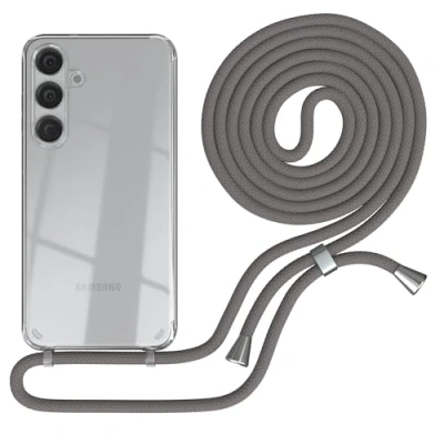 Abbildung von EAZY CASE Handykette kompatibel mit Samsung Galaxy S24 Plus Kette zum Umhängen für Hülle Band aus Silikon stoßfeste transparente Handyhülle als Fallschutz in Anthrazit