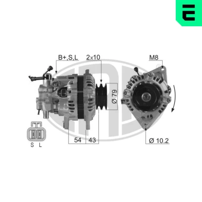 Abbildung von ERA 210274A Lichtmaschine 14V 65A MITSUBISHI: L200 III Pickup, PAJERO 2, L300 / Delica Kastenwagen