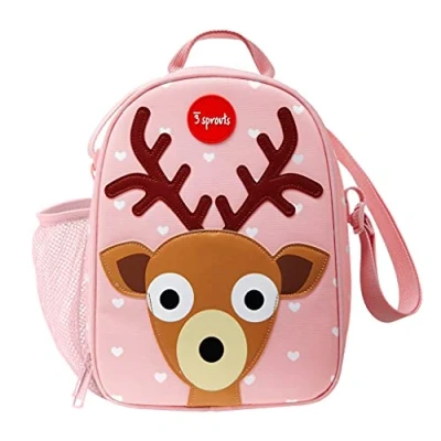 Abbildung von 3 Sprouts Lunchtasche Kinder Lunch Bag for Kids mit Isolierung Kühlfach für Brotdose Lunchbox Tasche Kindergarten Kühltasche Schule und Ausflüge Bunter Lunchbag Rentier