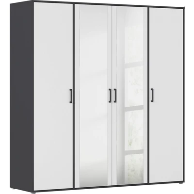 Abbildung von rauch Drehtürenschrank &quot;Voyager&quot;, (in 3 verschiedenen Ausstattungen BASIC/CLASSIC/PREMIUM), mit modernen Griffen in Graumetallic und Spiegel