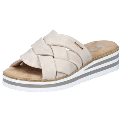 Abbildung von Rieker Pantolette flach, Damen, Größe: 41, Beige Schuhe