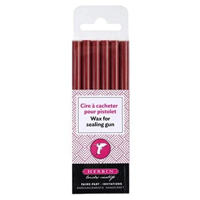 Abbildung von J.Herbin 35824T Packung mit 6 Wachsstangen für Pistole, ideal Bastelprojekte und Scrapbooking, weich, 1 Pack, kirsche
