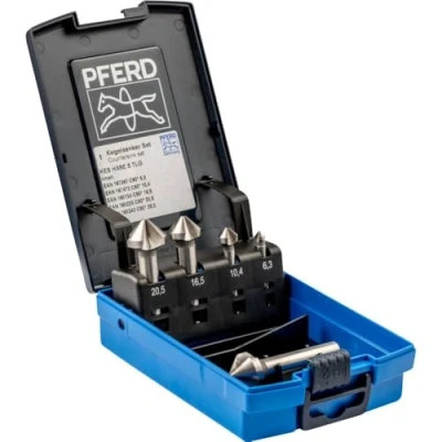 Abbildung von PFERD HSS E Co5 Kegel /Entgratsenker Set, 5 tlg. 90, Ø 6,3 25,0 mm, DIN 335 C 25202156 zum Versenken von 90 Schrauben