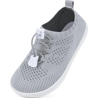 Abbildung von IceUnicorn Barfußschuhe Kinder Breite Zehenbox Knit Jungen Mädchen Hausschuhe Minimal Kleinkind Walking Schuhe Minimalistische Atmungsaktiv(Aschgrau, 24EU Weit)