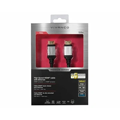 Abbildung von Vivanco 42203 HDMI Kabel 5 m Typ A (Standard) schwarz (5 m, (Standard), 3840 x 2160 Pixel, 3D,