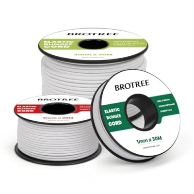 Abbildung von Brotree Gummischnur Gummikordel 1mm x 30m Elastische Faden Gummiseil Expanderseil für DIY, Handwerk, Schmuck, Armbänd, Halsketten, Zelt, Rucksack Weiß
