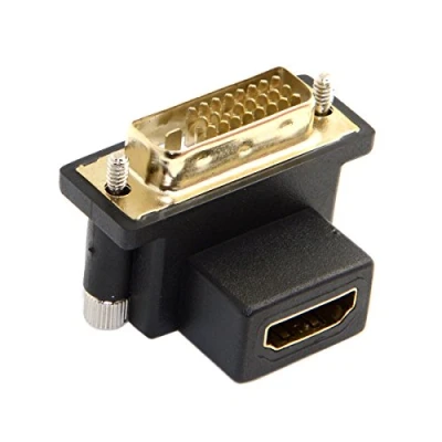 Abbildung von DVI Stecker auf HDMI Buchse von Cablecc, um 90 Grad nach unten abgewinkelt, schwenkbarer Adapter für Computer, HDTV und Grafikkarte