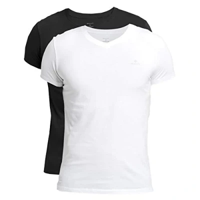 Abbildung von Gant 2P Basic V Neck T Shirt Schwarz/Weiß Baumwolle Small Herren