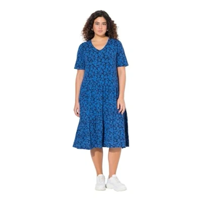 Abbildung von Ulla Popken Short Sleeve Freizeitkleid, Damen, Größe: 46/48, Peacock blue