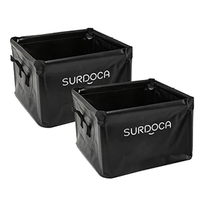 Abbildung von SURDOCA Multifunktionale Faltbare Aufbewahrungsbox Auto Kofferraum, Vollständig Wasserdicht Kofferraum Organizer Klein,Auto Faltbox,Car Organizer,Kofferraumtasche,18 Liter, Schwarz 2 Stück