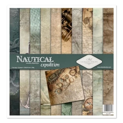 Abbildung von ITD Collection Scrapbooking Paket 12x12 inches, Papier, Dekorpapier, Decoupage, Kartenherstellung, Papiergröße 310 x 320 mm (Nautische Expedition) (SLS 004) 10 Blatt + 1