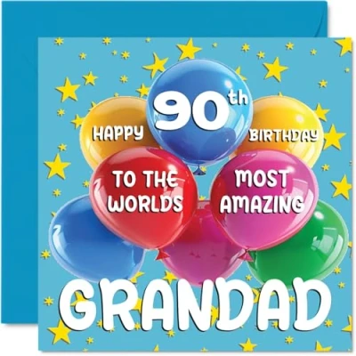 Abbildung von Stuff4 Geburtstagskarte zum 90. Geburtstag für Großvater von Enkelsohn Enkelin, 145 x mm, Opa