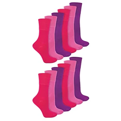 Abbildung von IOMI 12 Paar Damen Socken Ohne Gummibund und Nahtlos Atmungsaktiv Extra Breit Bambus Diabetikersocken für Geschwollene Beine (37 42, Rosa)
