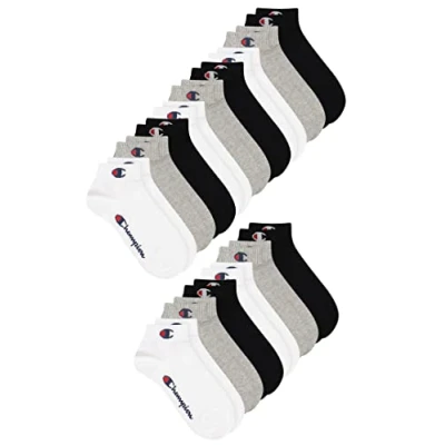 Abbildung von Champion Unisex 3 PAAR Quarter Basic Socken, Größe: 43 46, Schwarz weiß grau