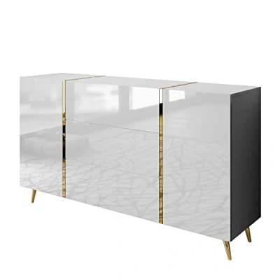 Abbildung von Lookway Kommode ONYX goldene Beine Hochglanz Push Open / Goldgriffe 158 cm