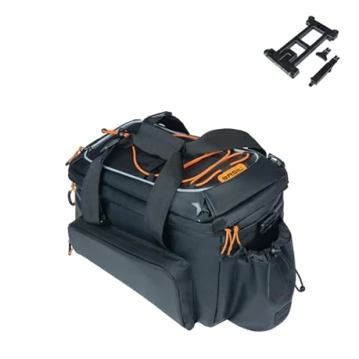 Abbildung von Basil Miles Tarpaulin Gepäckträgertasche XL Pro 9 36L, Schwarz/Orange, Wasserdicht, Kompatibel mit MIK und Racktime, Ideal für Radtouren
