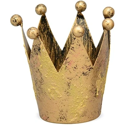 Abbildung von matches21 HOME &amp; HOBBY Kerzenhalter Krone Dekoaufsteller Windlicht Aufsteller gold Ø 8x8 cm (1 St)