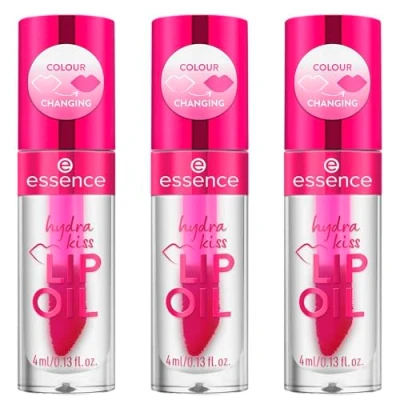 Abbildung von essence hydra kiss LIP OIL, Lipgloss, Nr. 06, Transparent, feuchtigkeitsspendend, pflegend, mit Ölen, glänzend, vegan, ohne Parabene, Mikroplastikpartikel, Nanopartikel frei, 3er Pack (3x4ml)