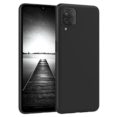 Abbildung von EAZY Case Silikonhülle für Samsung Galaxy A12 Hülle Silikon Schwarz stoßfeste Handyhülle Schutzhülle mit Kameraschutz Dünn Premium Schutz Cover TPU Phone Bumper in Matt