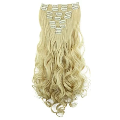 Abbildung von CAISHA XL 45cm CLIP IN EXTENSIONS Klara 7 Teile Set Haarverlängerung Voluminös Gelockt Platinblond CE30 1