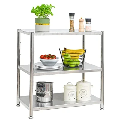 Abbildung von shelfr Regal Edelstahl bis 120kg 3 Ebenen Schwerlastregal, Metallregal Standregal