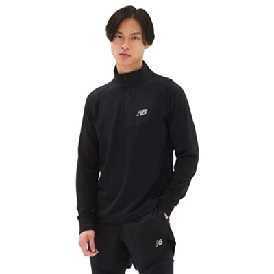 Abbildung von New Balance HEAT GRID HALF ZIP Langarmshirt, Herren, Größe: Medium, Black