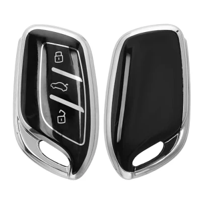 Abbildung von kwmobile Autoschlüssel Hülle kompatibel mit MG 3 Tasten ZS MG4 MG5 MG6 Schlüsselhülle Silikon Cover Schwarz Silber