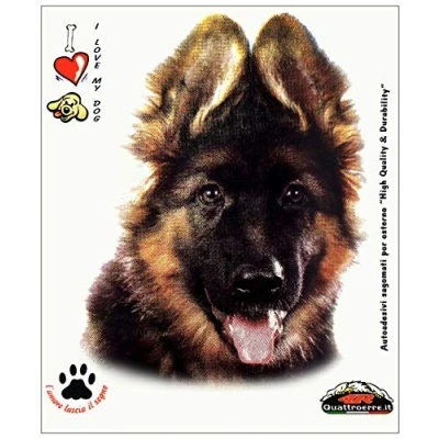 Abbildung von 4R Quattroerre.it 8020 Sticker Aufkleber Hund Deutscher Schäferhund Welpe, 13.5 x 16 cm
