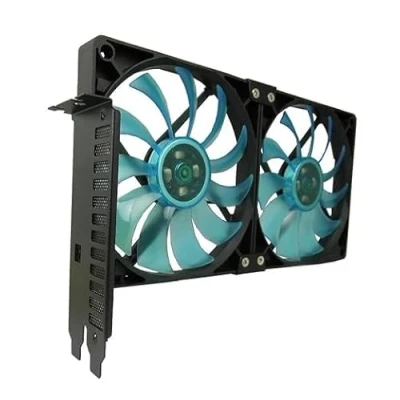 Abbildung von Gelid Solutions PCI Slot Fanhalter 2 x Slim 120mm UV Blauer Fan Hoher Luftstrom mit leisem Betrieb Größen 254 43.7 152(mm)
