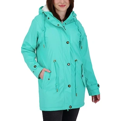 Abbildung von Ankerglut Damen Friesennerz Regenmantel Kapuze Wasserdicht Wetterfest Windbreaker mit Teddyfleece Regenjacke, Turquoise, 42